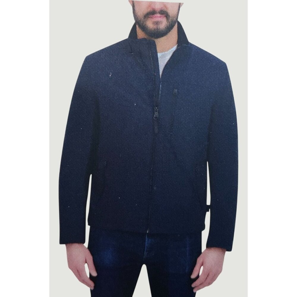 Kenneth Cole Men's S Blue Full-Zip  Windbreaker Jacket Faux Fur Lining K1117